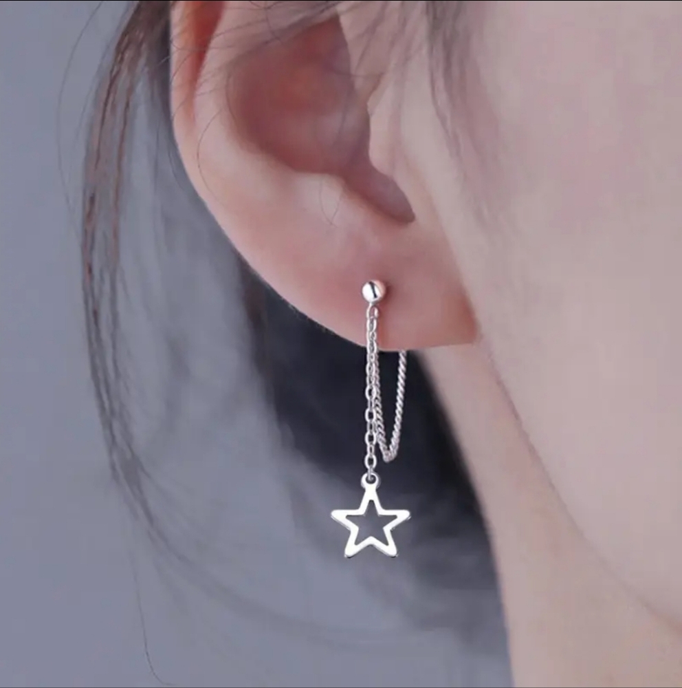 Silver Star Dangle Earrings